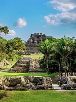 Plaza A Prints: View towards El Castillo, Xunantunich Archaeological Site, Cayo District, Belize