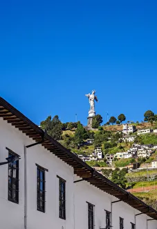 Virgin Mary Prints: View towards El Panecillo, Quito, Pichincha Province, Ecuador