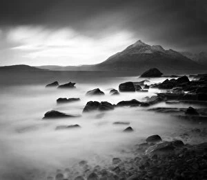 B And W Collection: View from Elgol beach to the Cuillin Hills, Isle of Skye, Scotland, UK