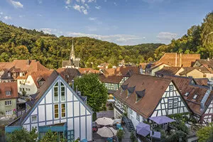 View from Eppstein Castle to the old town, Taunus, Hesse, Germany