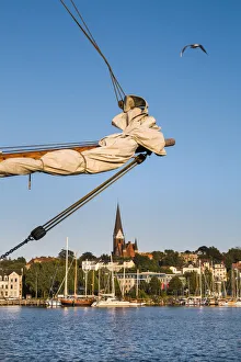 View over Flensburg fjord, Flensburg, Baltic coast, Schleswig-Holstein, Germany