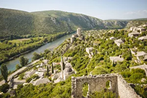 Albania Prints: View from Fort Walls over Pocitelj, Bosnia & Hercegovina