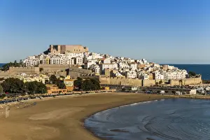 Seaport Prints: Top view of the fortified town of Peniscola, Comunidad Valenciana, Spain