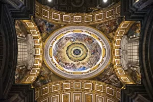 View of the fresco inside Saint Peters Basilica in Rome, Lazio, Italy, Europe