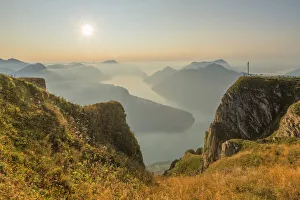 Dust Gallery: View from Fronalpstock on Lake Lucerne in the evening, Morschach, canton Schwyz