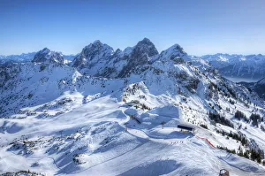 Skier Prints: View at Füssener Jochl, Gehrenspitze, Kellenspitze, Gimpel and Rote