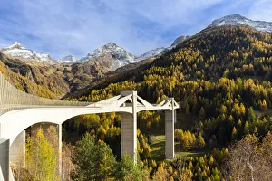 Rhone Prints: View of the Ganterbrücke and the road leading to the Simplon pass. Simplonpass