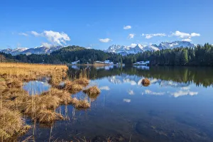 View on Geroldsee and Karwendel, Krun, Bavaria, Germany
