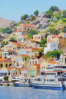 Symi Island Prints: View of Gialos Harbour, Gialos, Symi Island, Dodecanese Islands, Greece