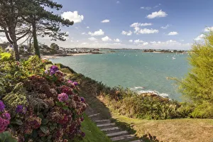 Bretagne Prints: View to the Greve Blanche Beach in Carantec, Finistere, Brittany, France