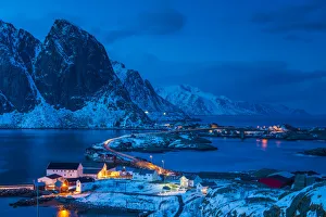 Hamnoy Prints: View Over Hamnoy at Night, Lofoten Islands, Norway
