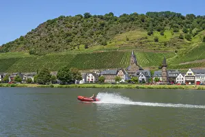 Motor Boat Prints: View at Hatzenport, Mosel Valley, Rhineland-Palatinate, Germany