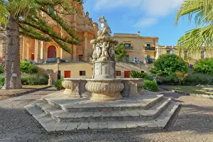 Noto Valley Prints: View of Hercules fountain and San Domenico church in the background