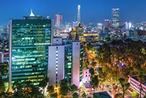 South Vietnam Prints: View of the Ho Chi Minh City skyline at dusk, South Vietnam, Asia