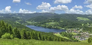 Images Dated 24th August 2021: View from Hochfirst mountain over Titisee lake to Feldberg mountain, Black Forest
