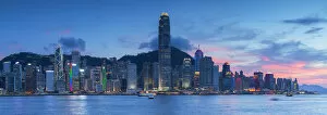 View of Hong Kong Island skyline at sunset, Hong Kong
