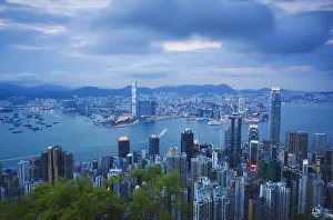 The Peak Prints: View of Hong Kong skyline from Victoria Peak, Hong Kong, China