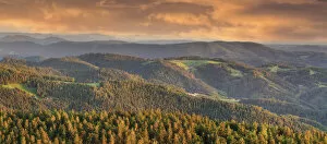 Images Dated 24th August 2021: View from Hornisgrinde mountain over the Achertal valley at sunset, Black Forest National Park