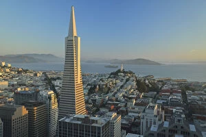 Bay Area Collection: View from Hotel Mandarin Oriental over Transamerica Pyramid with Coit tower and San