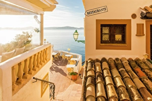 South Prints: View through the houses of Cala Fornells to the sea, Mallorca, Balearic Islands, Spain