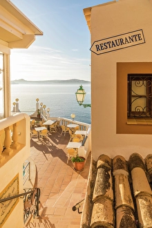 Winding Prints: View through the houses of Cala Fornells to the sea, Mallorca, Balearic Islands, Spain