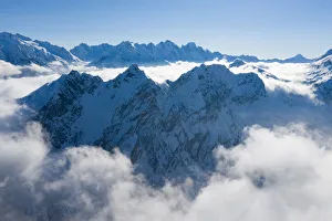 View on the iced peaks of val Bregaglia - Bergell, from Val Maroz, Casaccia, Canton