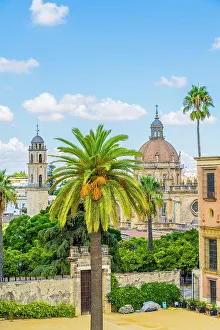 View of the Jerez Cathedral from the Alcazar de Jerez, Jerez de la Frontera, Andalusia, Spain