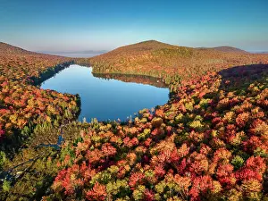 View over Kettle Pond in Autumn, Vermont, New England, USA
