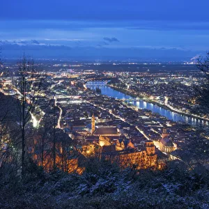 Heidelberg Prints: View from Konigstuhl towards Heidelberg and the Rhine plain, Baden-Wurttemberg, Germany