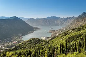 Ships Prints: View over Kotor and Kotor Bay, Montenegro