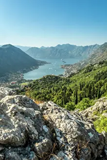 Montenegro Prints: View over Kotor and Kotor Bay, Montenegro