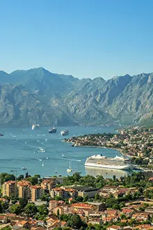 Ships Prints: View over Kotor and Kotor Bay, Montenegro