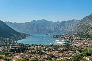 Ships Prints: View over Kotor and Kotor Bay, Montenegro