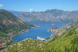 Ships Prints: View over Kotor and Kotor Bay, Montenegro