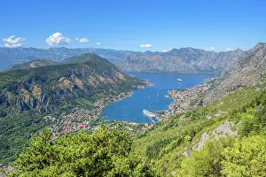 Ships Prints: View over Kotor and Kotor Bay, Montenegro