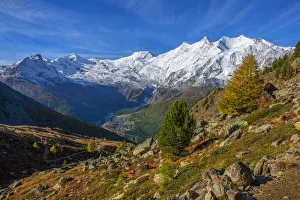 View from Kreuzboden on Ss-Fee and the Mischabel mountain range, Valais, Switzerland