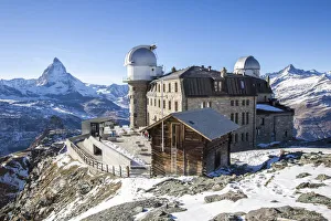Highest Prints: View of Kulmhotel Gornergrat in front of Mountain Matterhorn