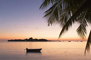 View of Kuramathi Island at sunset, Rasdhoo Island, Northern Ari Atoll, Maldives