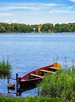 Trakai Prints: View over Lake Galve towards Dominican Monastery and Trakai Peninsula Castle