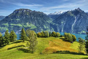View at Lake Lucerne with Siskon and Glarner Alps at fall, Unterwalden, Switzerland