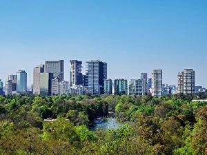 Chapultepec Prints: View over the lake towards Polanco from Chapultepec Castle, Mexico City, Mexico