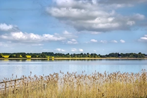 View over lake Ponitz, Scharbeutz, Baltic coast, Schleswig-Holstein, Germany