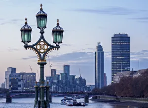 The Tower Prints: View towards Lambeth Bridge and Vauxhall, London, England, United Kingdom