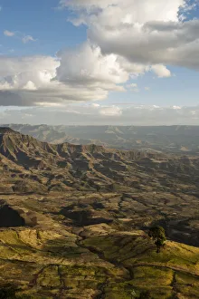 Ethiopian Prints: View of landscape from Ashen Maria Monastery at dusk, Lalibela, Ethiopia