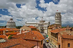 View over Leaning Tower, Cathedral & Bapistry, Pisa, Tuscany, Italy
