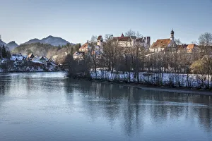 Lech Prints: View from the Lech Bridge to the old town of Fuessen, Allgaeu, Bavaria, Germany