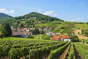 Schlob Prints: View at Leinsweiler with Slevogthof, Deutsche Weinstrasze, Rhineland-Palatinate, Germany