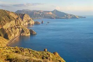 Images Dated 25th May 2021: View of Lipari and Vulcano island from Belvedere Quattrocchi, Lipari Island