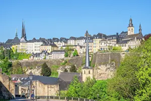 Luxembourg Prints: View at the Luxembourg old town from Rham plateau