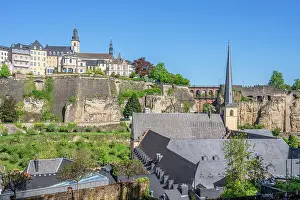 Luxembourg Prints: View at the Luxembourg old town from Rham plateau